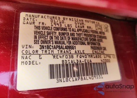 2010 Nissan Versa S from USA, damaged, VIN 3N1BC1AP8AL409551